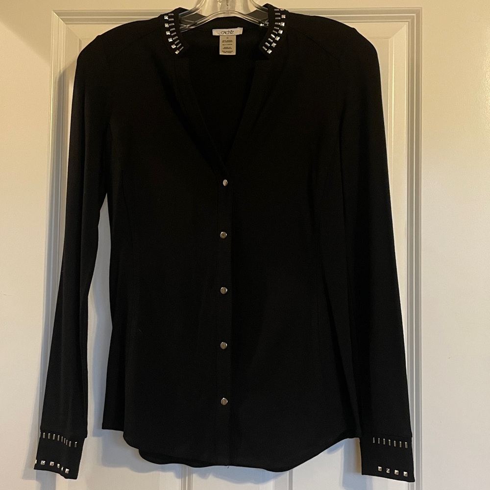 Cache Black Blouse Jacket With Silver Stud Accents - image 1